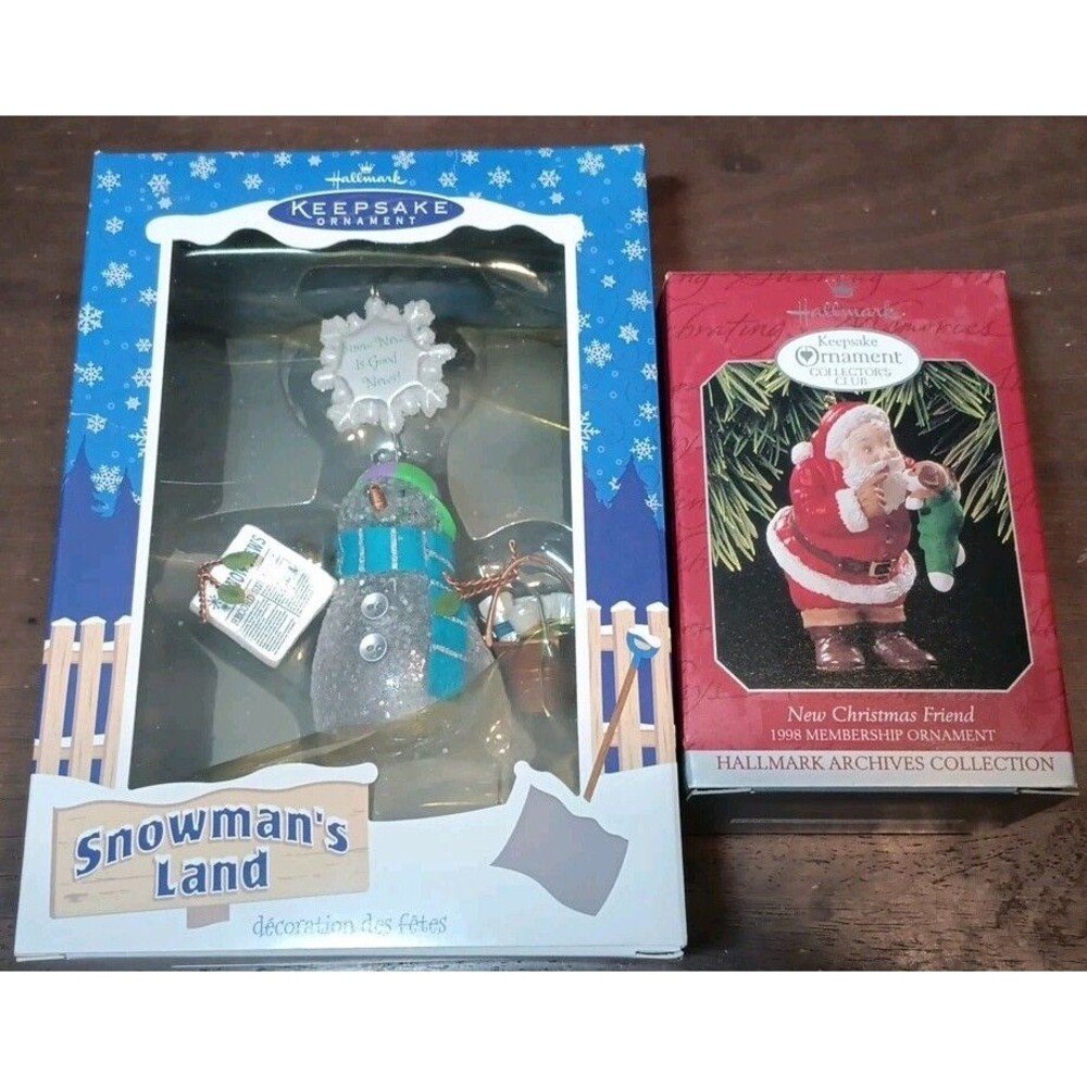 Hallmark Keepsake Ornament Lot of 2 Vintage Smowmans Land, Santa Claus Collector